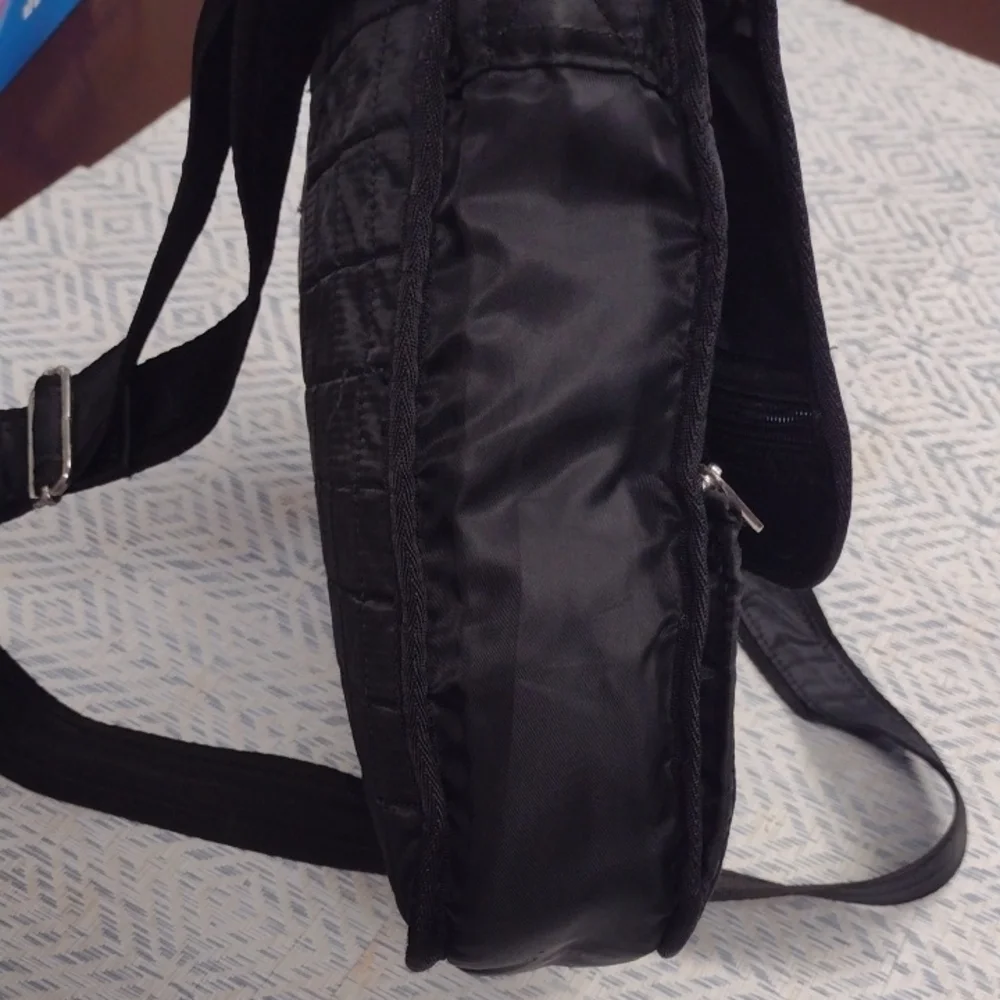 Lug Quilted Black Messenger Bag Crossbody
